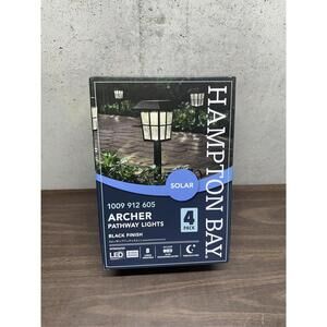 Hampton Bay Archer Black LED Solar Path Lights 4-Pack  Weather Resistant